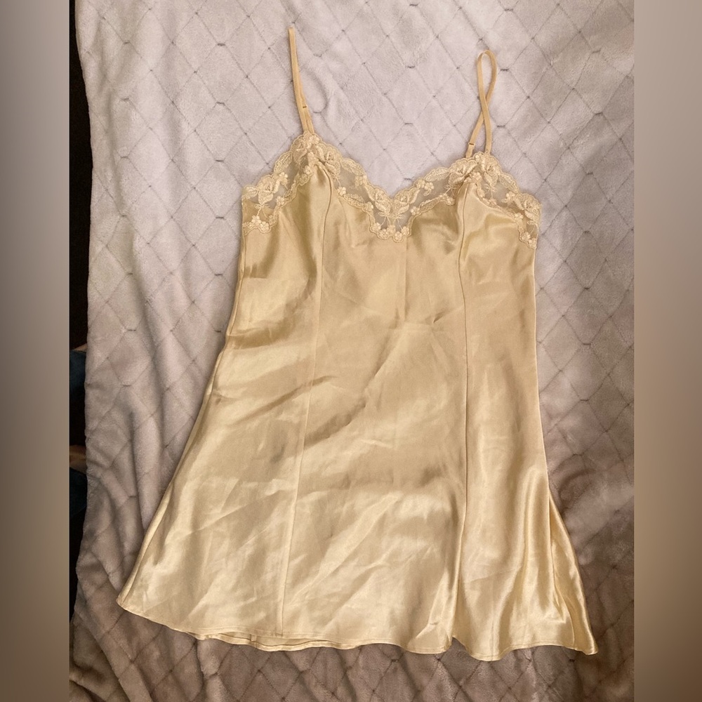 SOLD Victorias Secret Pastel Yellow Slip Lace Detail Dress